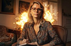Portrait relit with Mid-Explosion Light