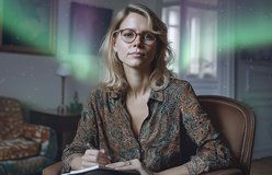 Portrait relit with Aurora Borealis
