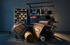 Still life relit with Backlit industrial workspace